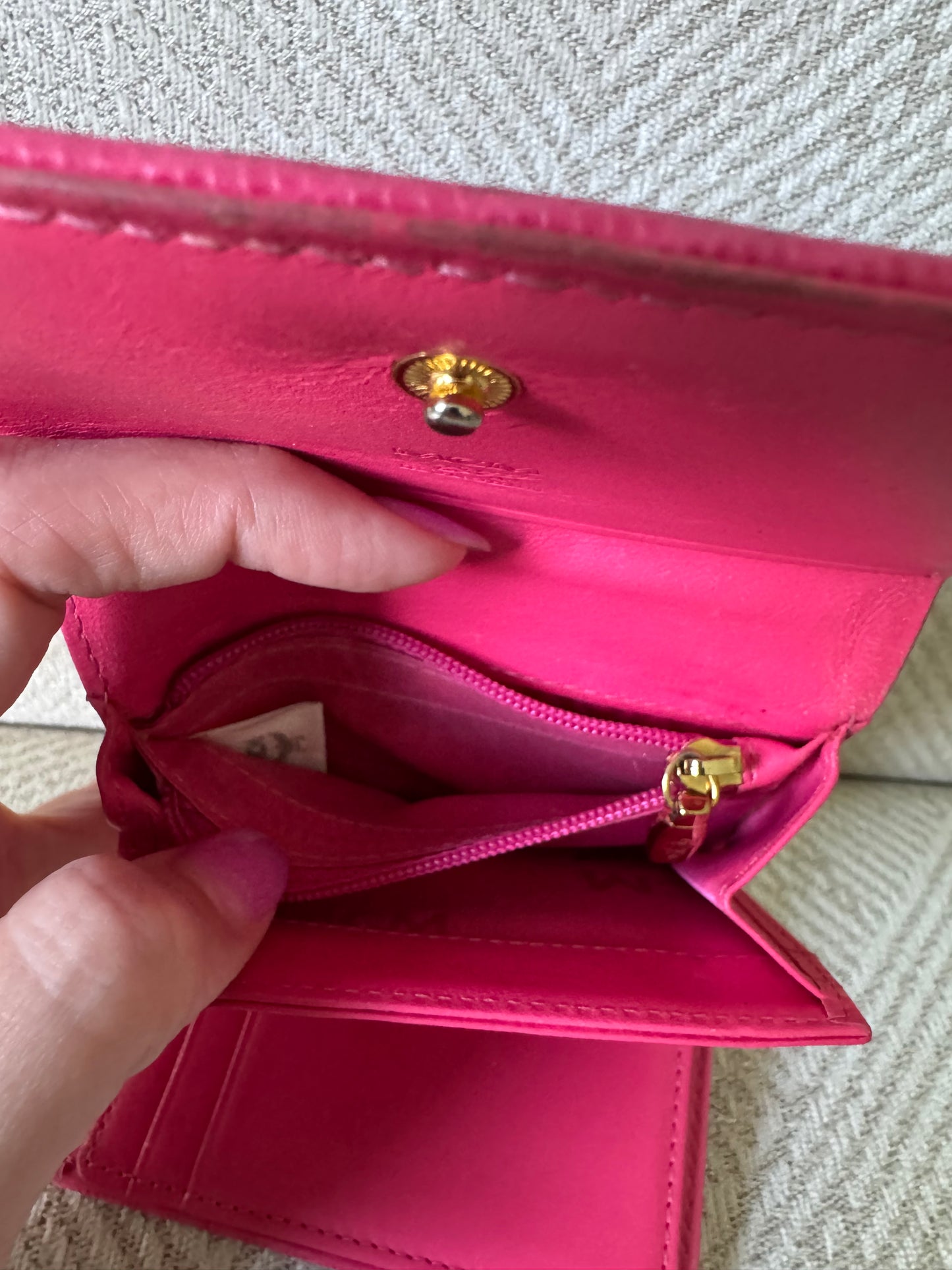 MCM Cognac and Pink Small Trifold Wallet