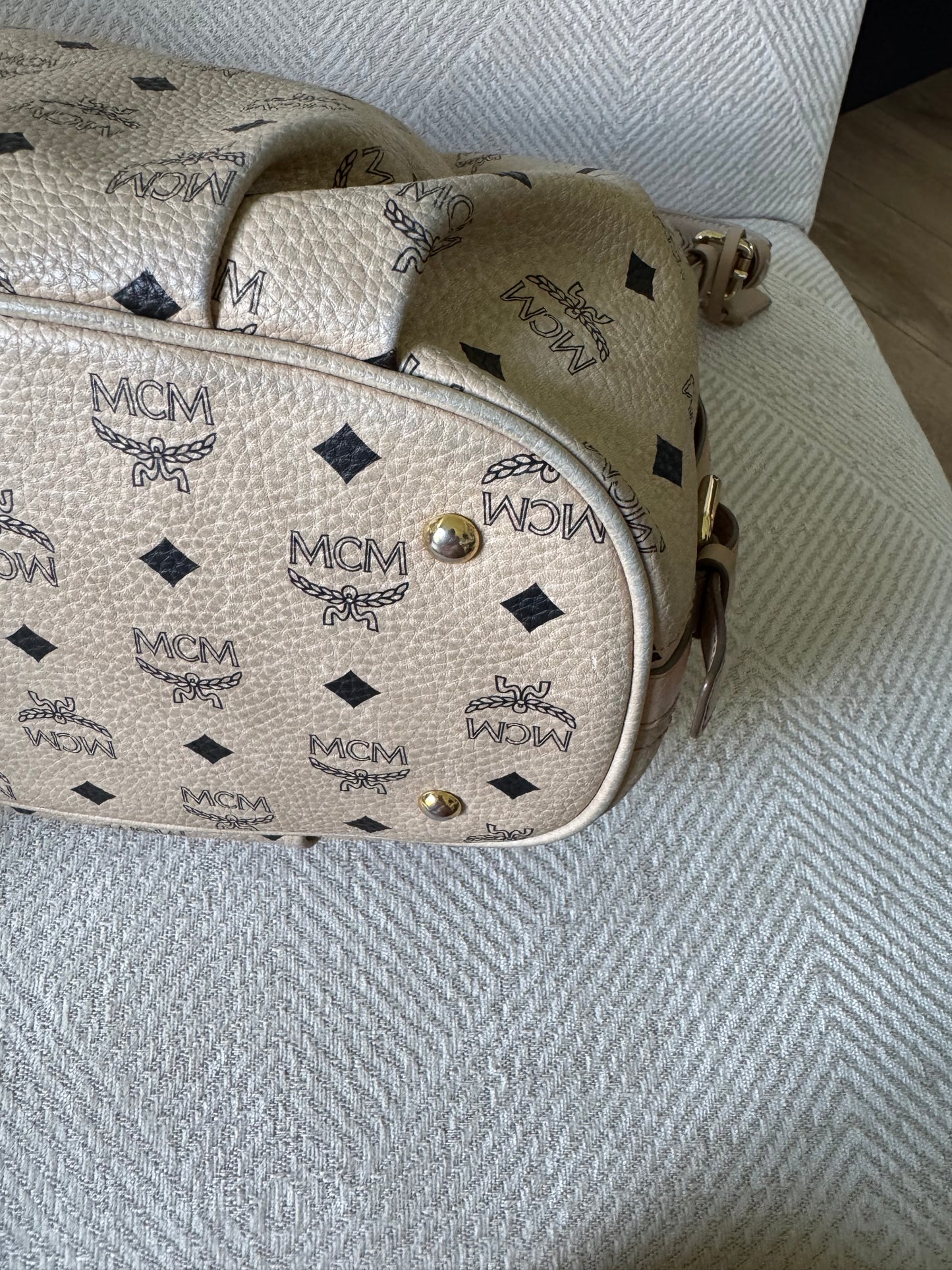 Beige MCM Visetos Shoulder Bag