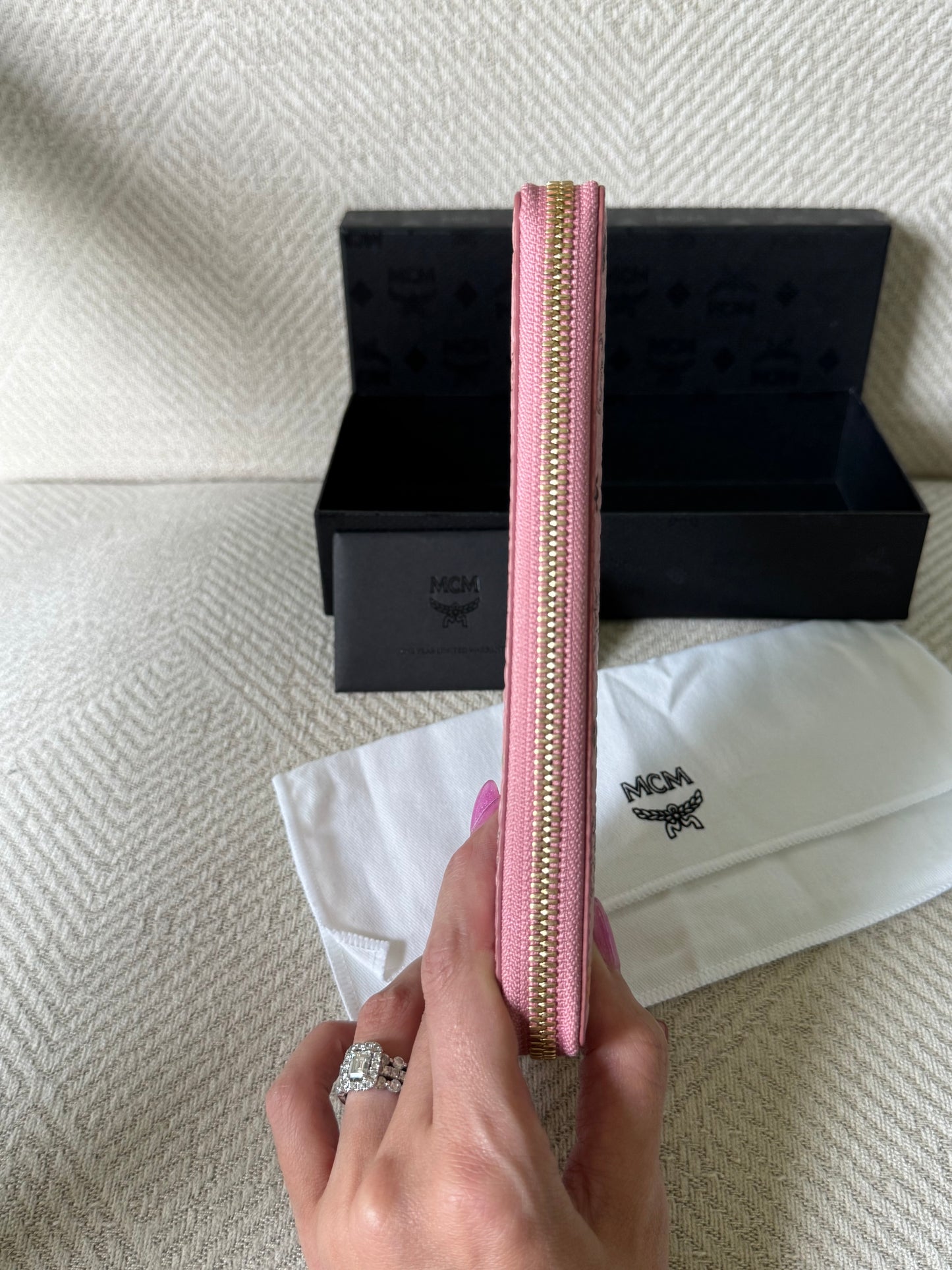 MCM Rare Pink Rabbit Long Zippy Wallet