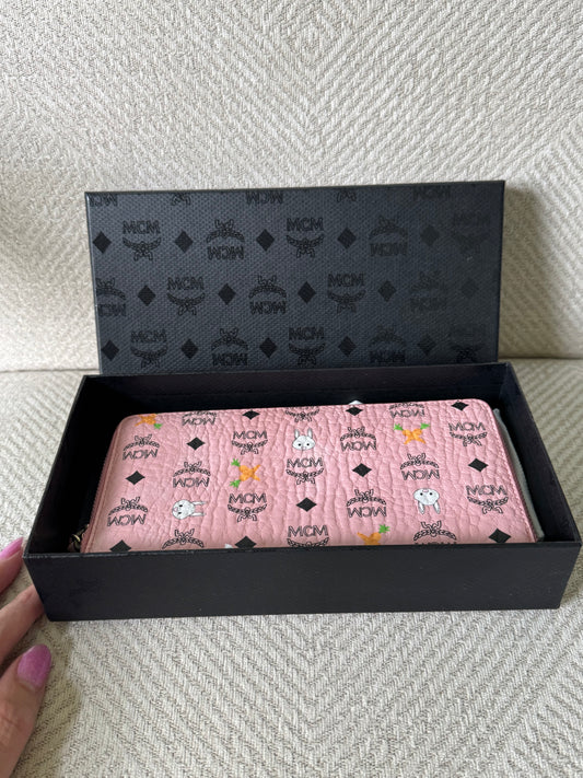 MCM Rare Pink Rabbit Long Zippy Wallet