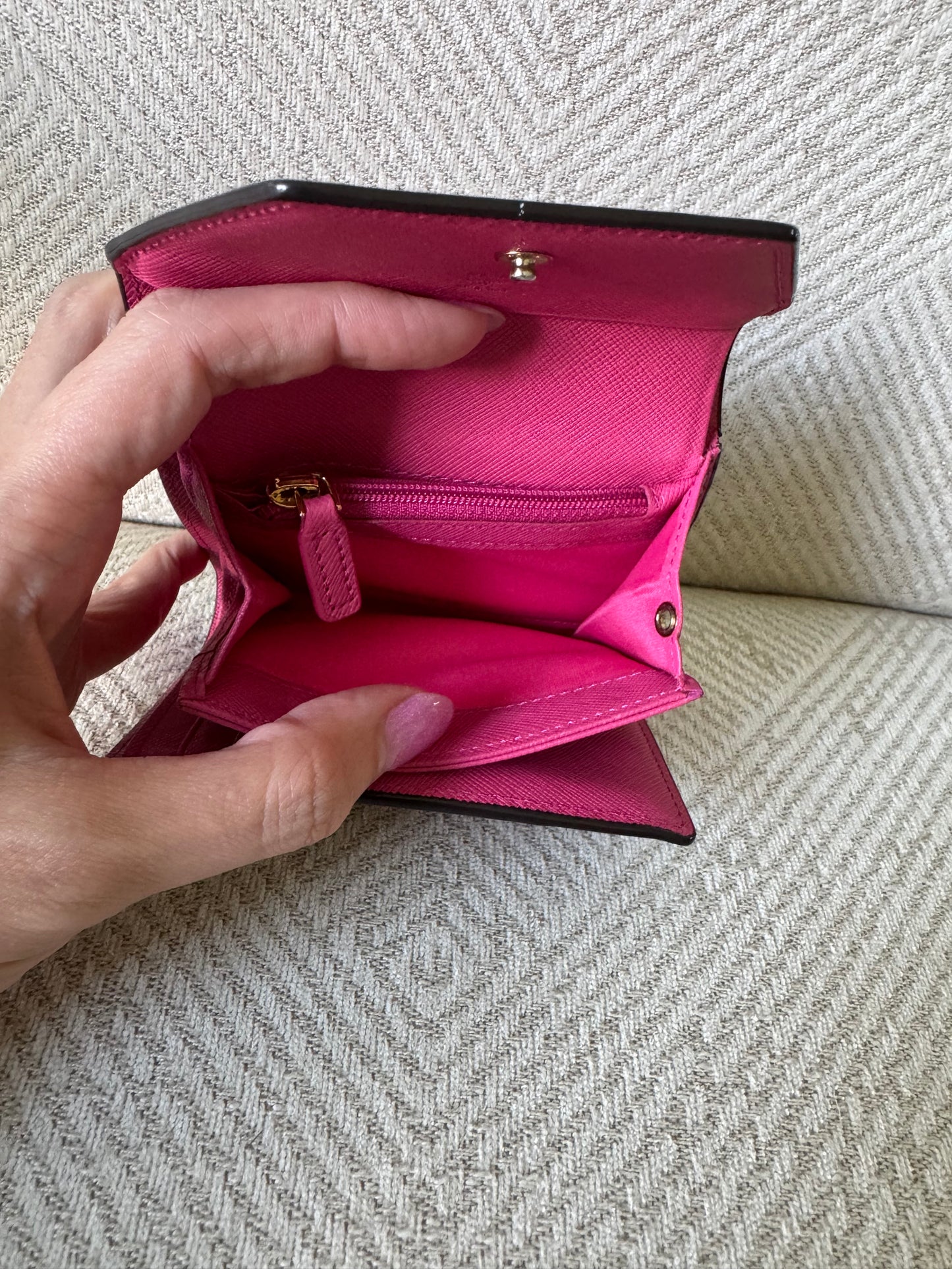 MCM Cognac and Pink Trifold Wallet