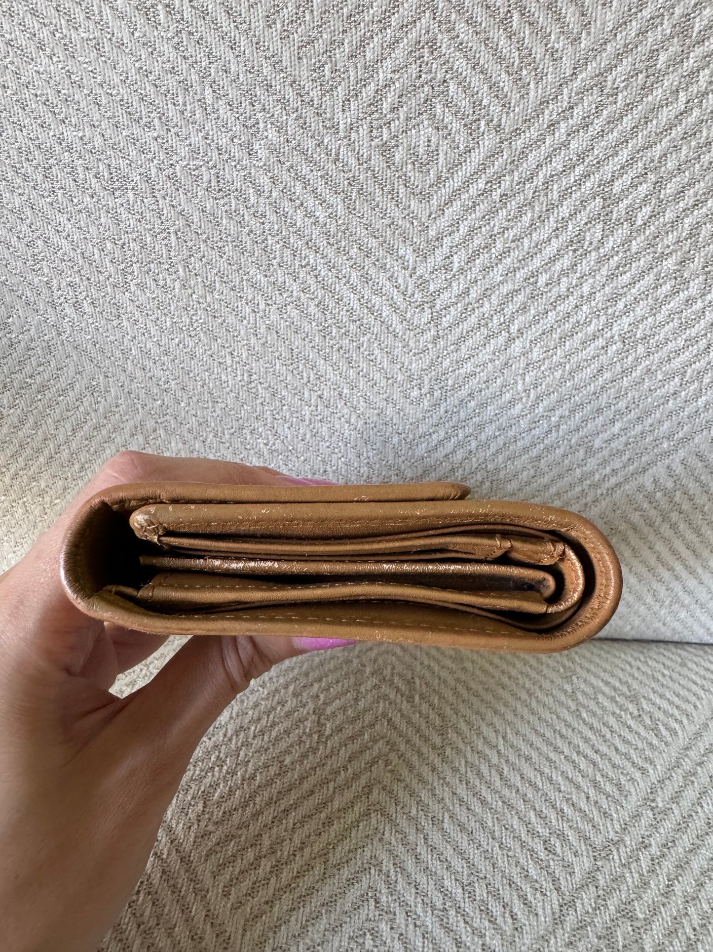 MCM Cognac and Green Trifold Wallet