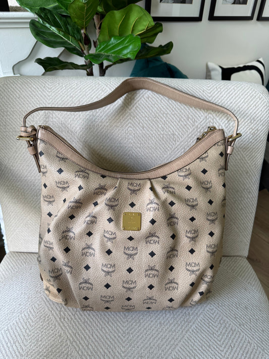 Beige MCM Visetos Shoulder Bag