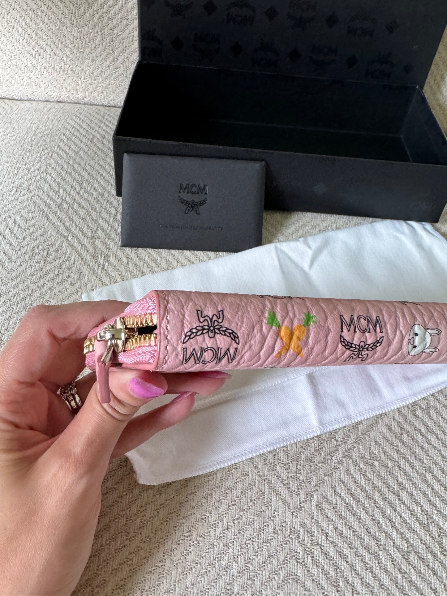 MCM Rare Pink Rabbit Long Zippy Wallet
