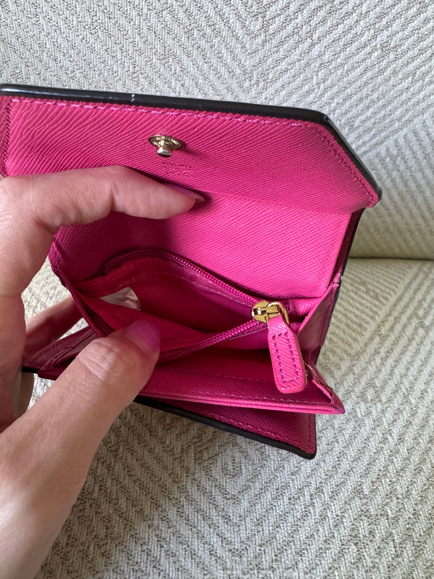 MCM Cognac and Pink Trifold Wallet