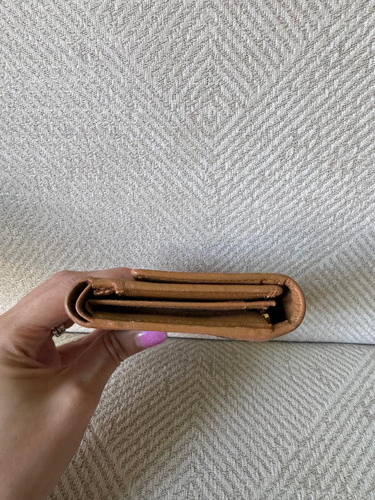 MCM Cognac and Green Trifold Wallet