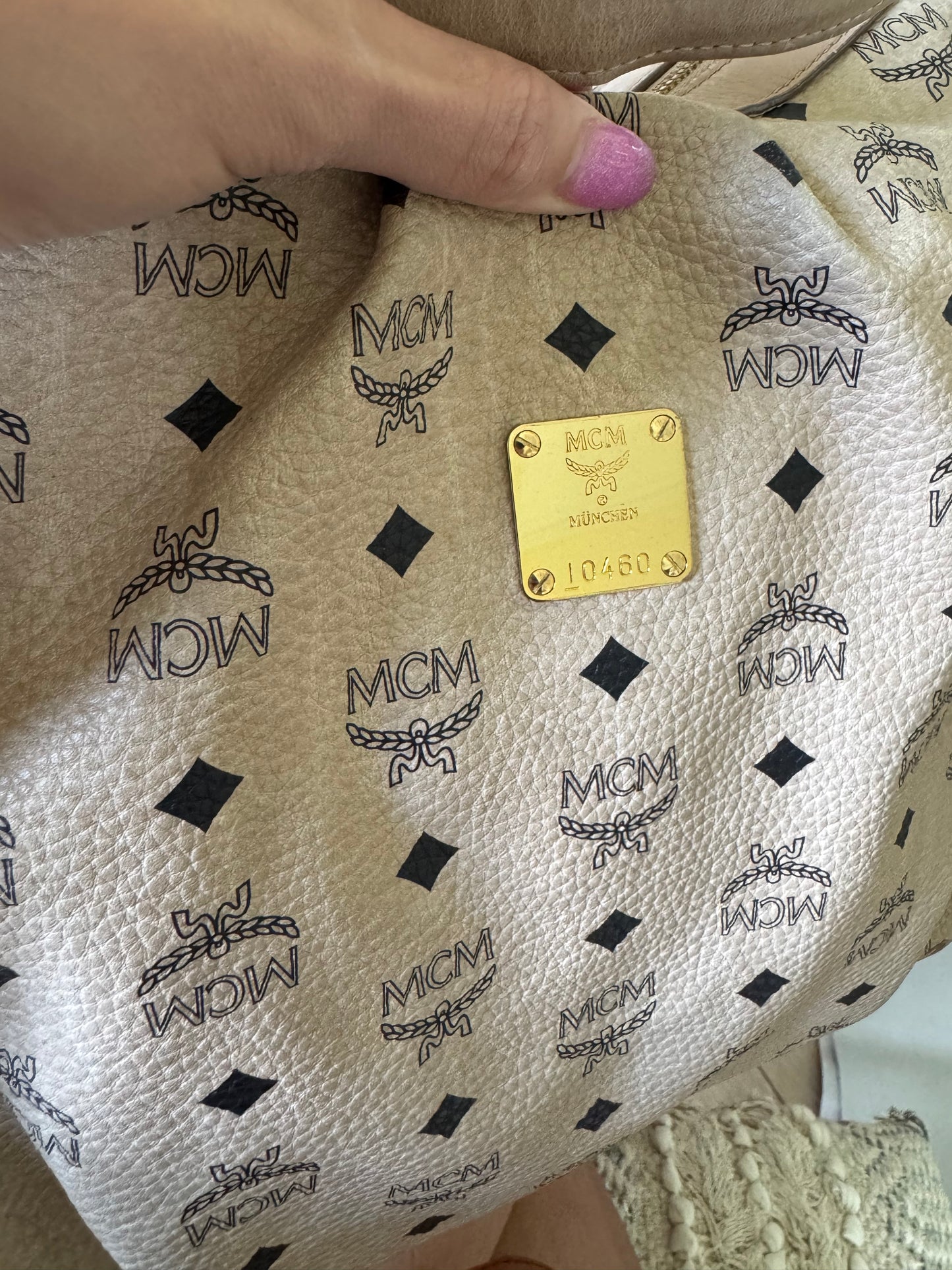 Beige MCM Visetos Shoulder Bag