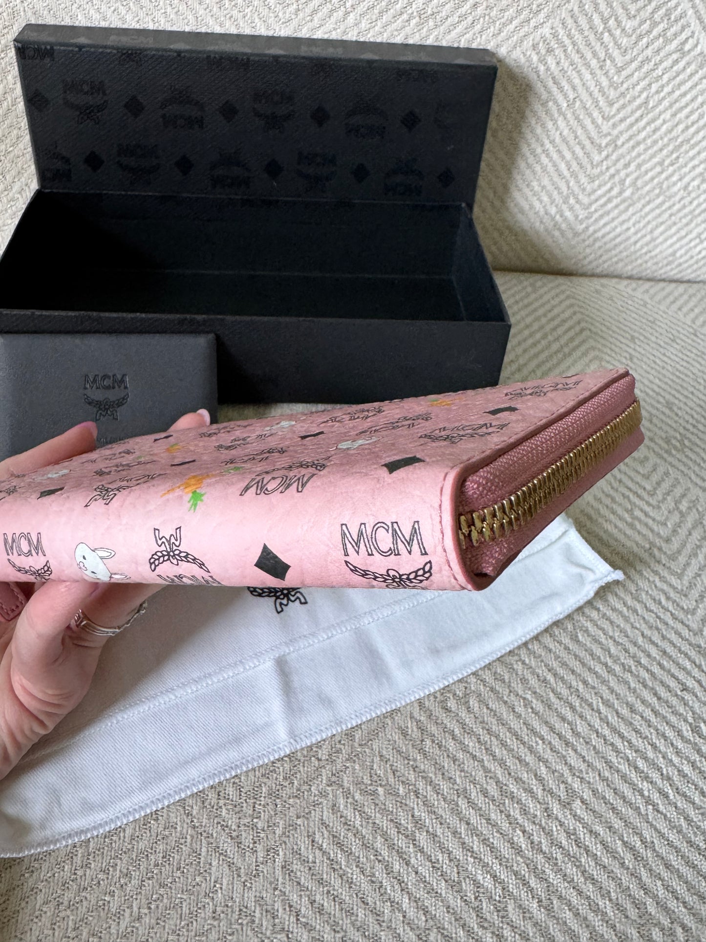MCM Rare Pink Rabbit Long Zippy Wallet