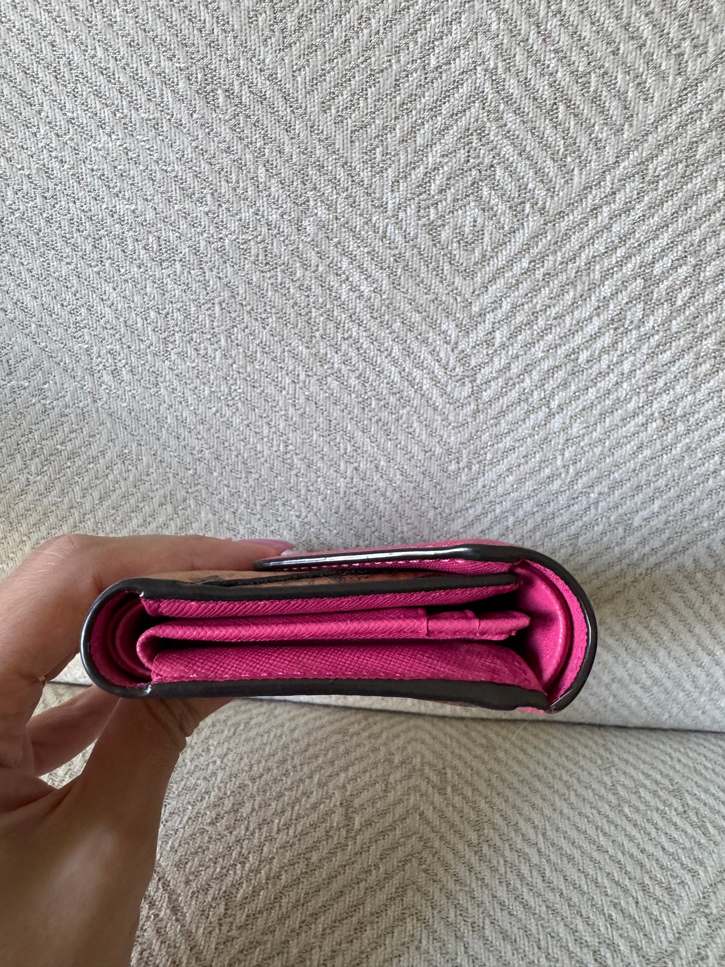 MCM Cognac and Pink Trifold Wallet